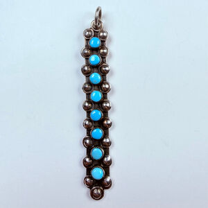 Native American Zuni Sleeping Beauty Turquoise Snake Eye Sterling Silver Pendant